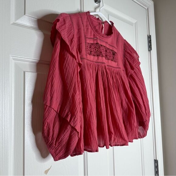 Free People dusty rose, earthy tone color short, flowy, light weight blouse S - Picture 5 of 11